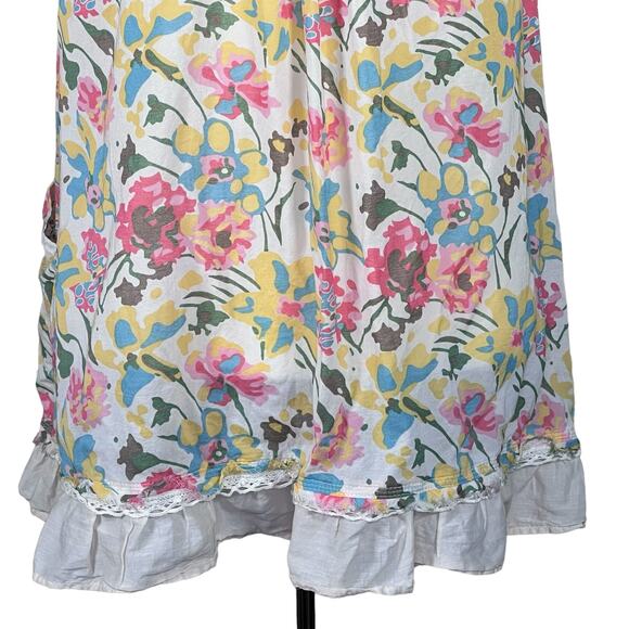 Free People Women’s Floral Racerback Tunic Length Boho Cami Tank Blouse Medium - Picture 8 of 15